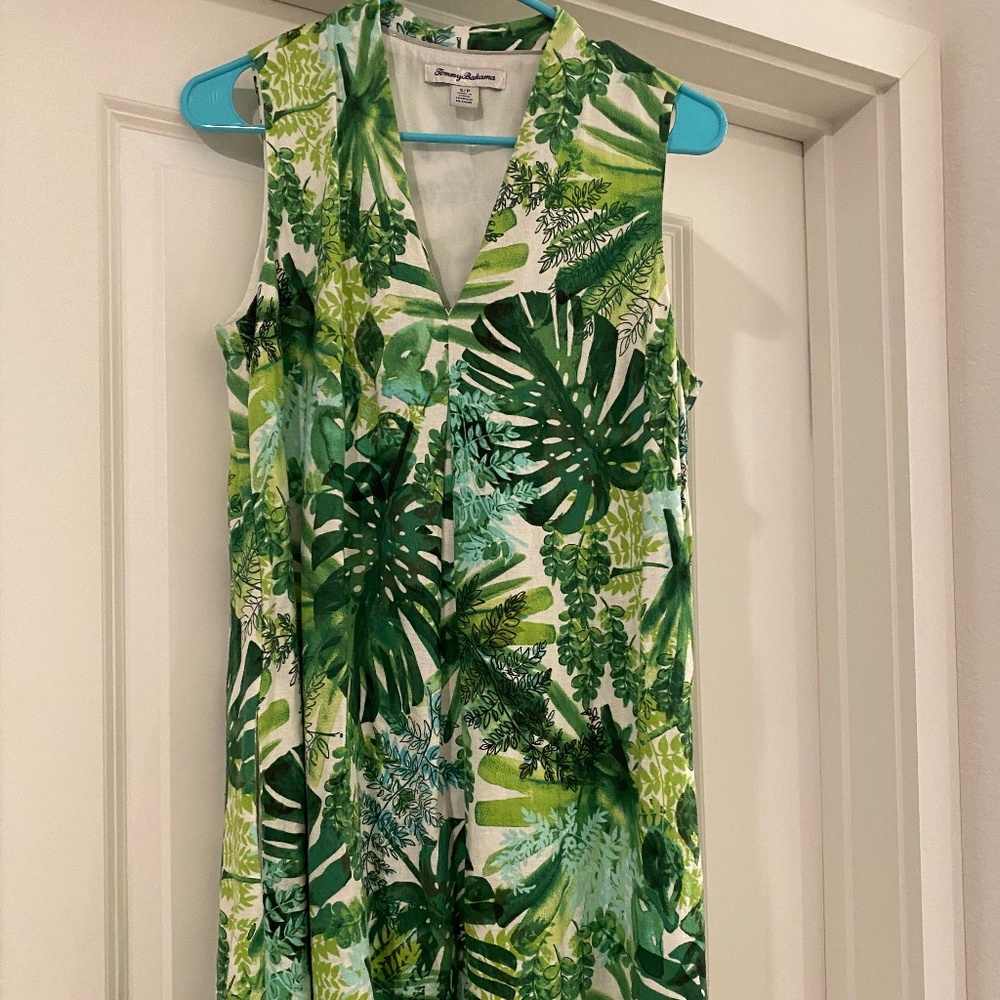 Tommy Bahama palm design linen shift dress
